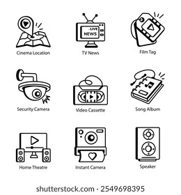 Pack of Filming Linear Style Icons 

