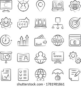 Pack Of Finance Doodle Icons 