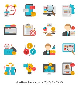Pack of Finance Flat Icon 

