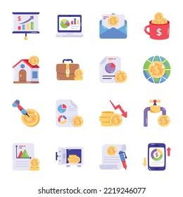 Pack of Finance Flat Icons 

