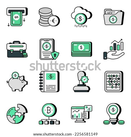 Pack of Finance Flat Icons 