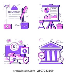 Pack de ilustración plana de finanzas 

