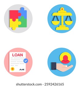 Pack of Finance and Statistics Flat Icon 

