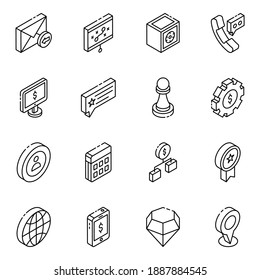 
Pack of Financial Apps Glyph Isometric Icons 