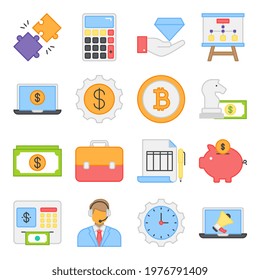 Pack of Financial Flat Icons