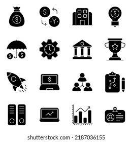 Pack of Financial Planning Solid Icons