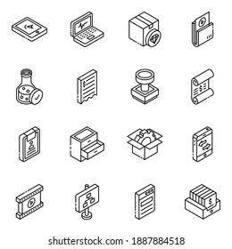 
Pack of Financial Receipt Glyph Isometric Icons 