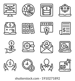 Paquete de iconos lineales de Fintech