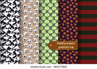 a pack with five seamless vector patterns for your halloween design