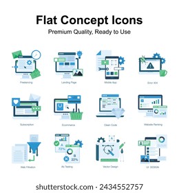 Pack of flat concept icons in modern style, ready to use in websites and mobile apps
