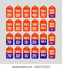 Pack of flat design Halloween sales tags for retail store