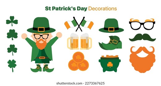 A Pack Of Flat Design St Patrick's Day decorations