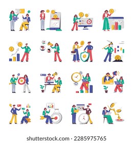 Pack of Flat Financial Management Illustrations 


