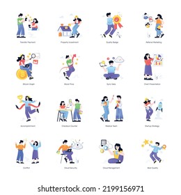 Pack Of Flat Glee Illustrations

