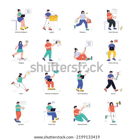 Pack of Flat Illustrations of Utopia

