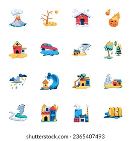 Paquete de Iconos de Desastres Naturales Planos 

