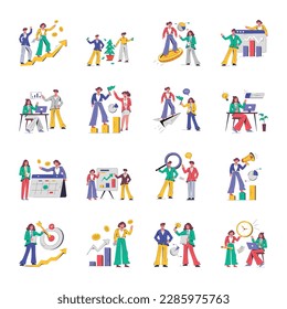 Paquete de ilustraciones empresariales de estilo plano 

