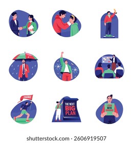 Pack of Flat Style Young Leaders Dream Illustrations 

