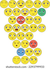 Pack of flat yellow emoji