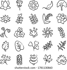 Pack Of Flower Doodle Icons 