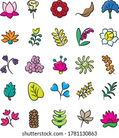 Pack Of Flower Doodle Icons 