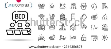 Pack of Food delivery, Arena stadium and Roller coaster line icons. Include Oil drop, Difficult stress, Home moving pictogram icons. Delete purchase, Business growth, Lighthouse signs. Vector