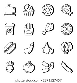 Pack of Food and Drink Linear Icons

