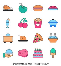 Pack of Food Drinks Icons

