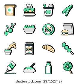 Pack of Food and Edible Flat Icons

