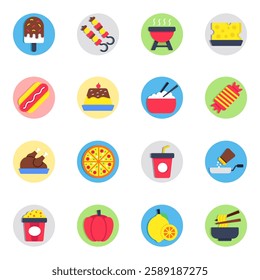 Pack of Food and Fruit Flat icon 

