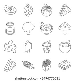 Pack of Food and Vegetable Linear Icon 