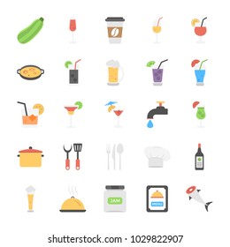 
Pack Of Foods and Beverages Flat Icons
