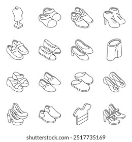 Pack of Footwear Flat Icon 

