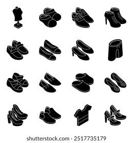 Pack of Footwear Flat Icon 

