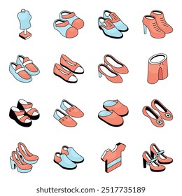 Pack of Footwear Flat Icon 

