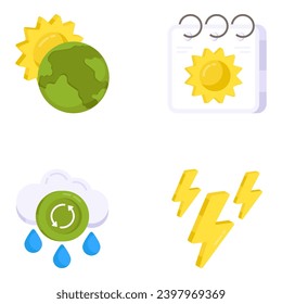 Paquete de pronósticos e iconos planos sobredimensionados 

