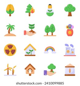 Paquete de iconos planos forestales 

