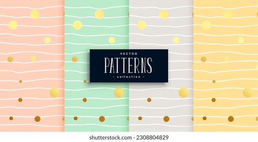 pack of four golden circle texture backdrop for wrapping paper print vector