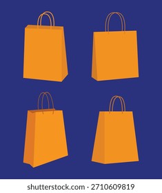 Un paquete de cuatro bolsas de compras diseñadas sobre un fondo azul