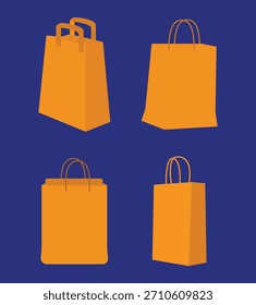 Un paquete de cuatro bolsas de compras diseñadas sobre un fondo azul