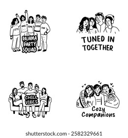 Pack of Friends Forever Glyph Style Stickers 