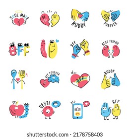 Pack of Friendship Day Celebration Flat Stickers 
