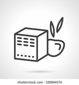 Pack with fruit infant formula and apple. Baby food symbols. Black simple line style vector icon. Design elements for site, business or mobile.