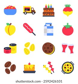 Pack of Fruit and Vegetable Flat Icon

