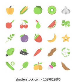 
Pack of Fruits and Vegetables Flat Icons
