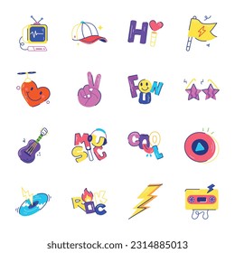 Pack of Fun and Entertainment Flat Stickers 

