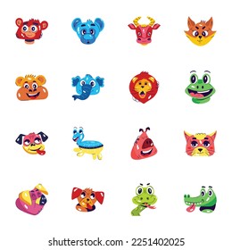 Pack of Funny Animals Flat Stickers 

