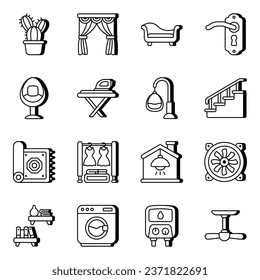 Pack of Furniture and Interior vector Icons

