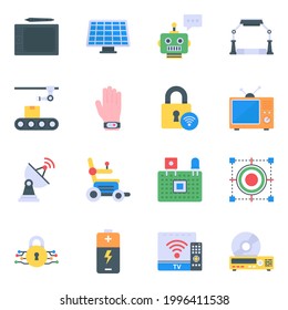 Paquete de iconos planos de tecnología futurista 