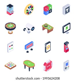 Pack of Gambling and Games Isometric Icons